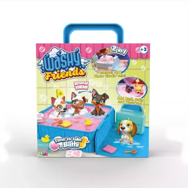 Kidz World Washy Friends: Color reveal Pancsoló kutyusok jacuzzival és 7 kiegészítővel, 3db figurával (K02WFS05) (K02WFS05)