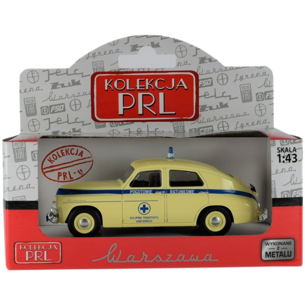 Daffi PRL Kollekció Warszawa M20 gyűjthető mentőautó 1:43 - Sárga