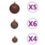 Изкуствена осветена коледна елха с топки vidaXL, сребриста, 150 см, PET, 1.83 Kg, Със 150 бр светодиоди