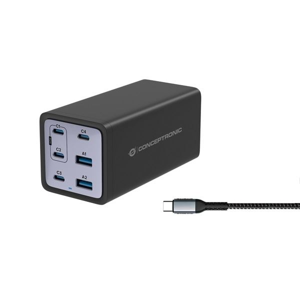 Conceptronic OZUL06BE 1xUSB-C hálózati töltő 200W fekete (OZUL06BE)