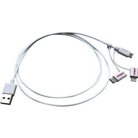 Kábel USB + Lightning USB C USB Micro B biely 1m