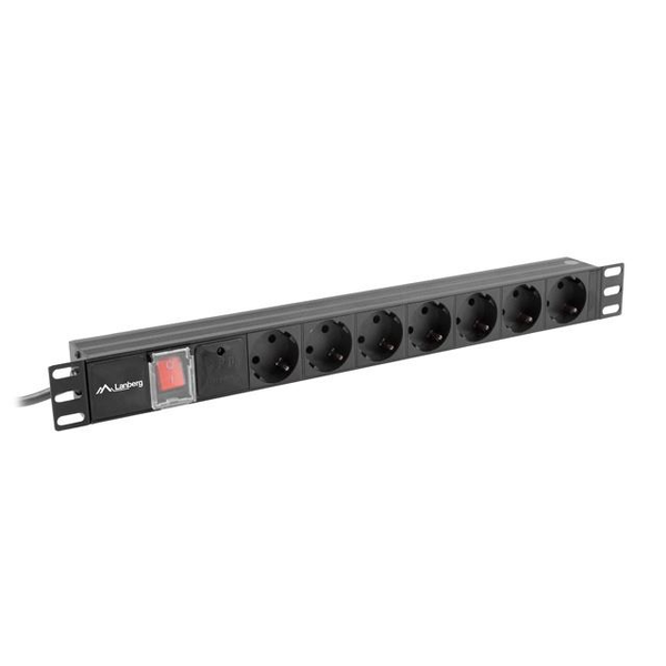 Lanberg PDU 19" 1U 16A 7 dugalj 2m rack elosztó fekete (PDU-07F-0200-BK)