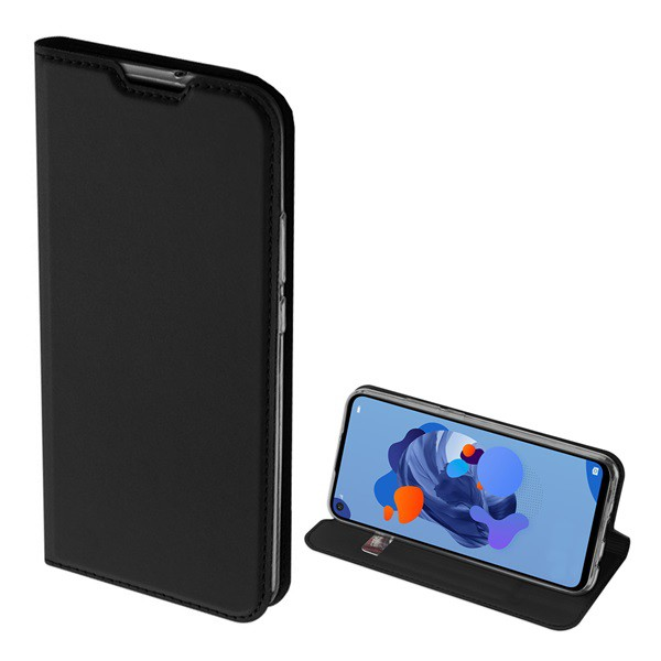 DUX DUCIS SKIN PRO tok álló, bőr hatású (FLIP, oldalra nyíló, bankkártya tartó, asztali tartó funkció) FEKETE [Huawei Mate 30 Lite (Nova 5i Pro)] (5996457906406)