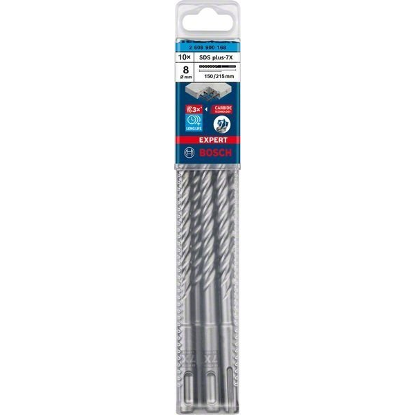 Bosch Ø 8,0 x 150/215mm Expert SDS Plus-7X Beton fúrószár 10db