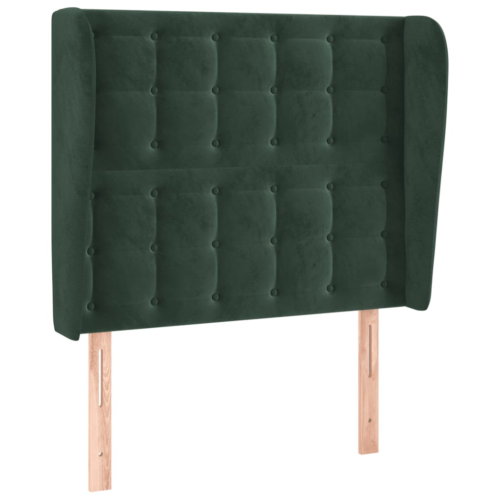 sötétzöld bársony fejtámla szárnyakkal 83 x 23 x 118/128 cm (3118423)