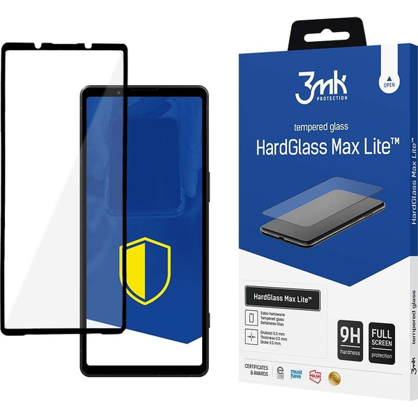 3MK HardGlass Max Lite Sony Xperia 5 V черен, Fullscreen Glass Lite филм