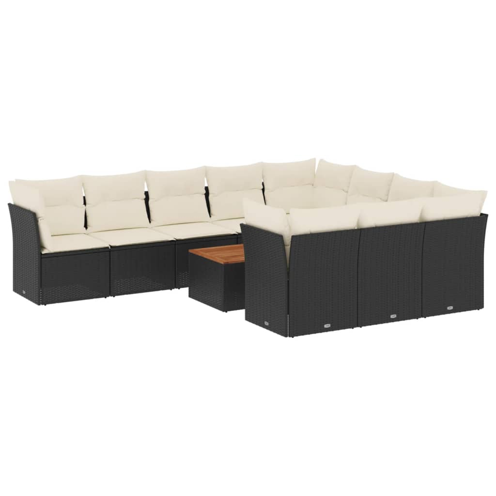 11 részes fekete polyrattan kerti ülőgarnitúra párnákkal (3223837)
