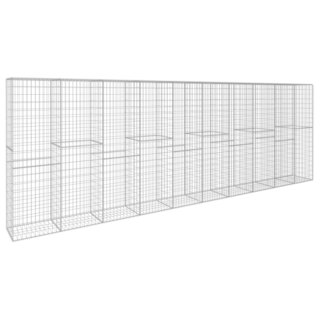 horganyzott acél gabion fal fedéllel 600 x 50 x 200 cm (145089)