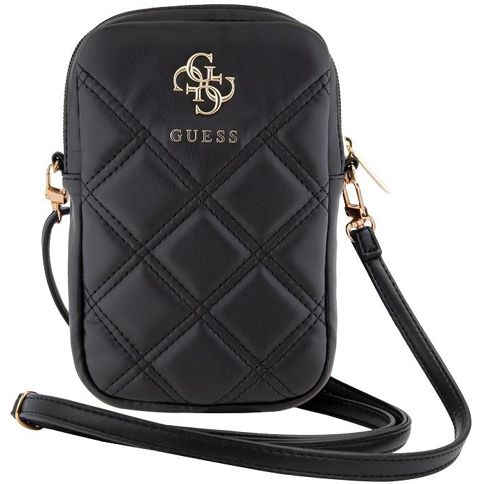 Guess Quilted 4G Metal Logo fekete cipzáras PU telefon táska (GUWBZPSQSSGK)