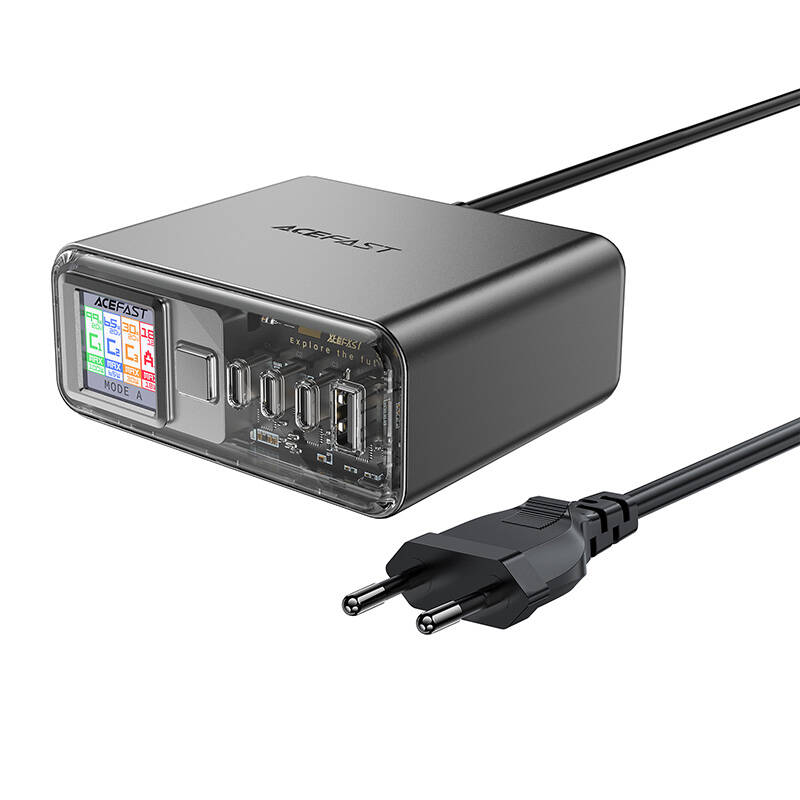 Acefast Z4 3x USB Type-C / 1x USB Type-A GaN Hálózati töltő - Fekete (218W) (Z4 SPACE GRAY)