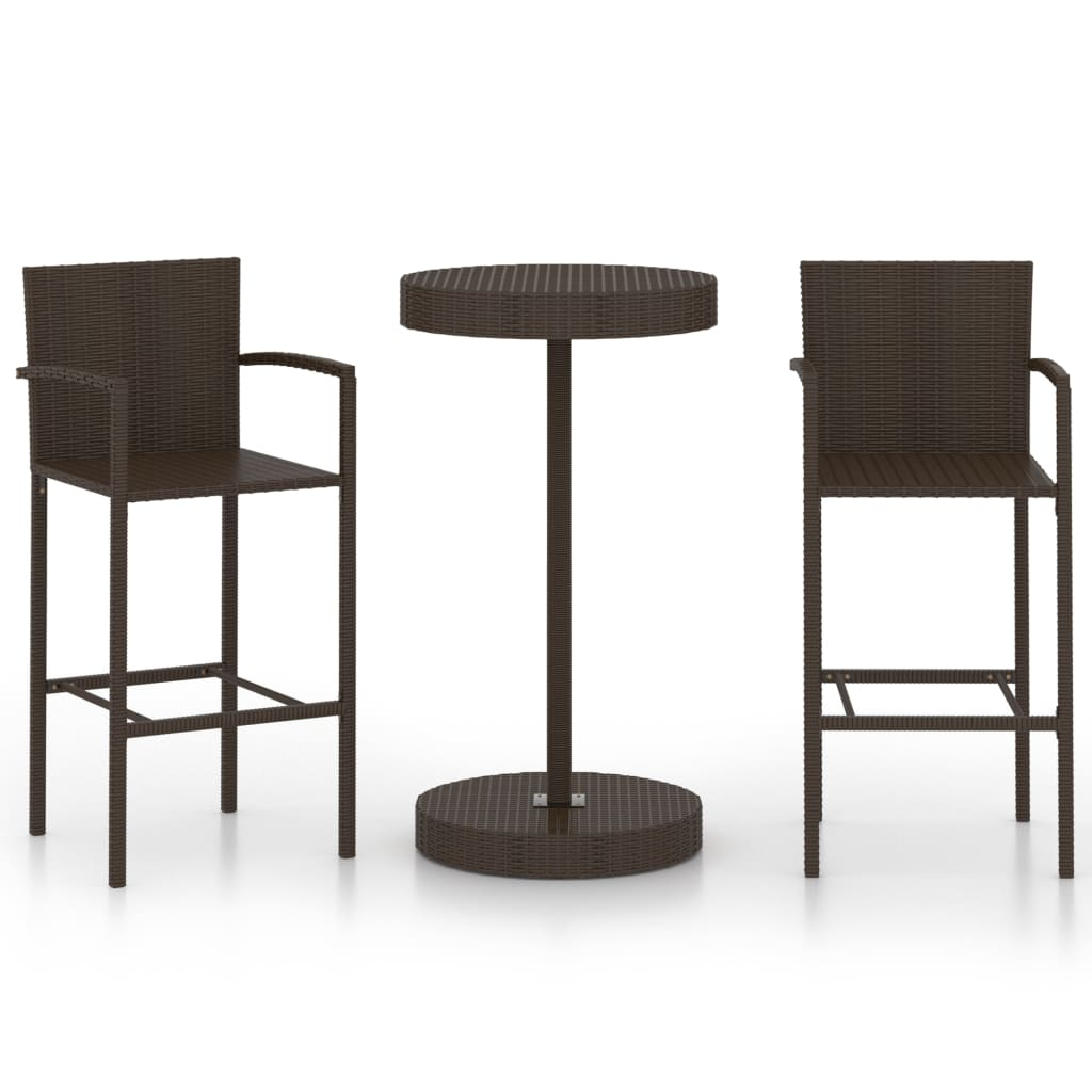 3 részes barna polyrattan kerti bárszett (3064768)