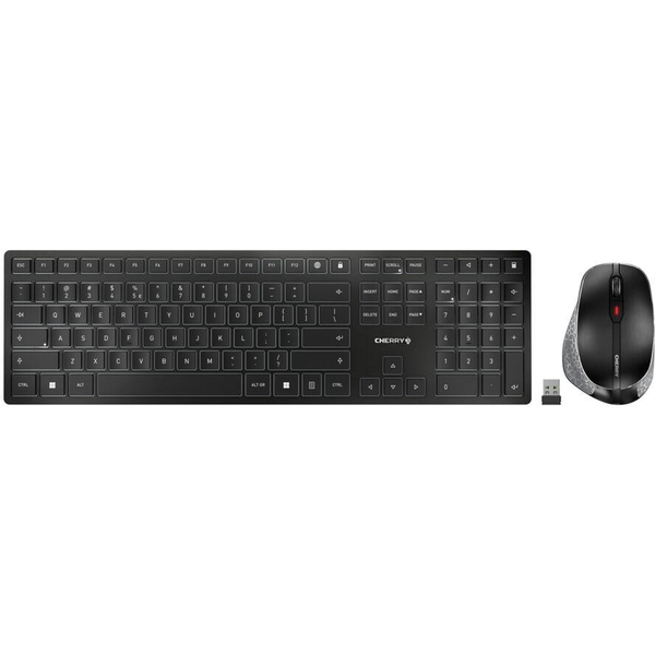 CHERRY DW 9500 SLIM toetsenbord Inclusief muis Universeel RF-draadloos + Bluetooth AZERTY Belgisch Zwart, Grijs