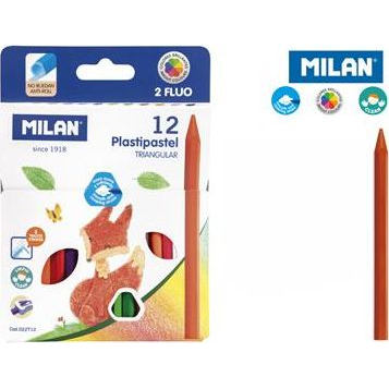 Milan M04176K12 Háromszögletű zsírkréta készlet - Vegyes színű (12 db/doboz) (392984)