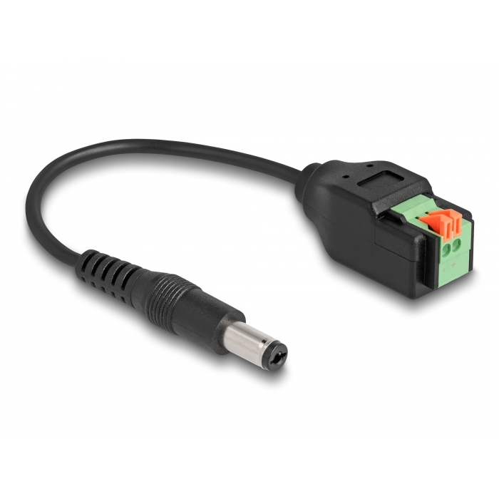 Delock DC kábel 2,1 x 5,5 mm apa - Terminal Block Adapter lenyomó gombbal 15 cm (66253) (66253)