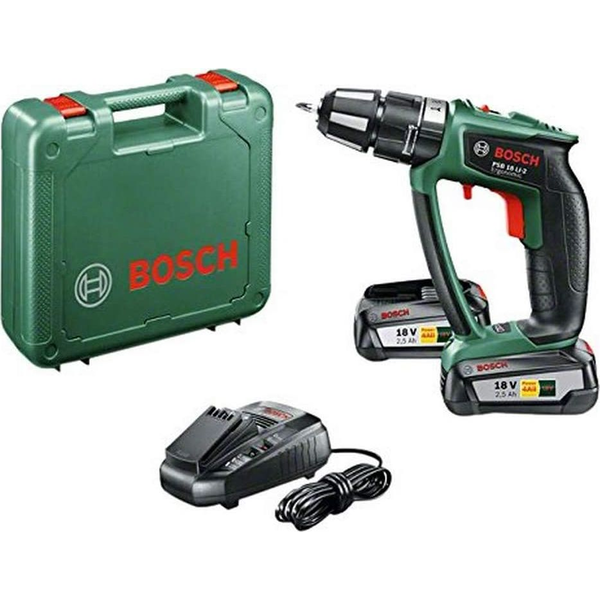 BOSCH PSB 18 LI-2 Ergonomic akkus ütvefúró-csavarozó + 2 x 2.5Ah + koffer