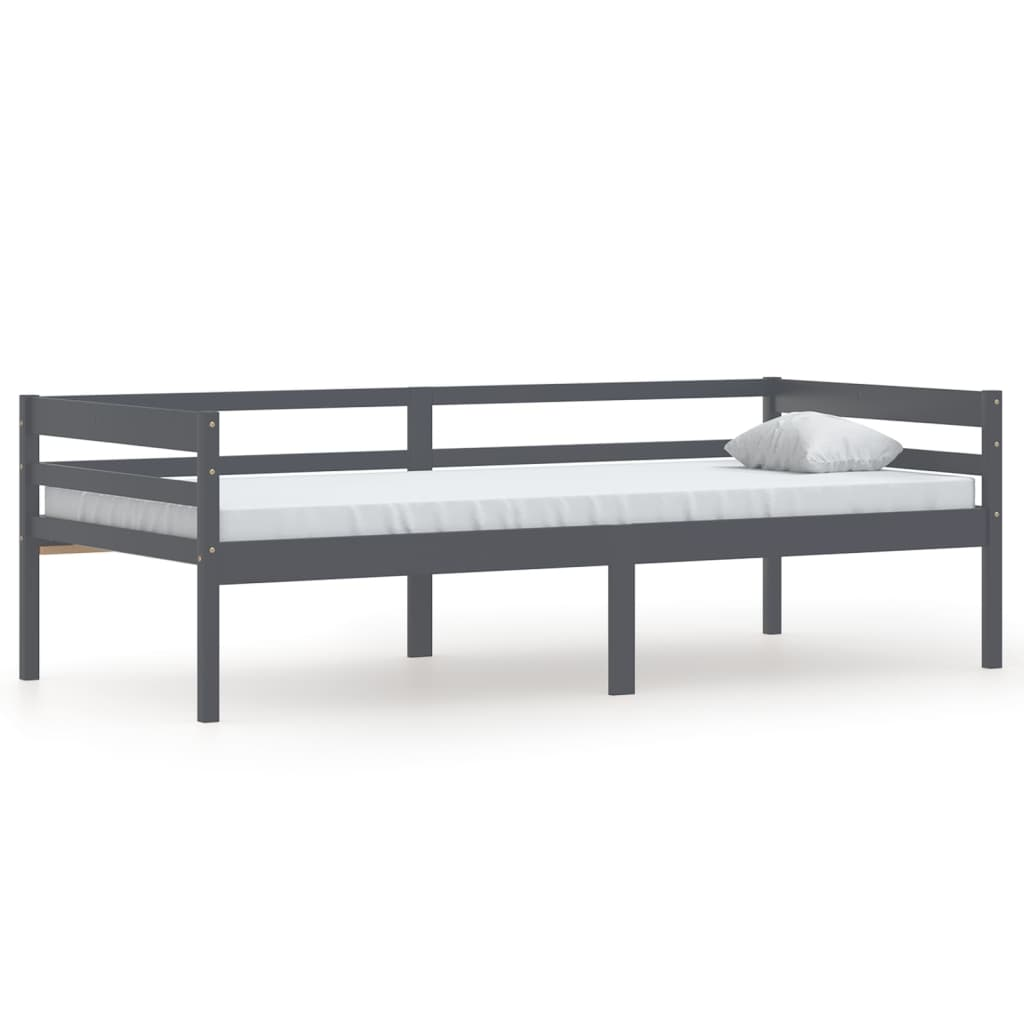 sötétszürke tömör fenyőfa ágykeret 90 x 200 cm (322055)