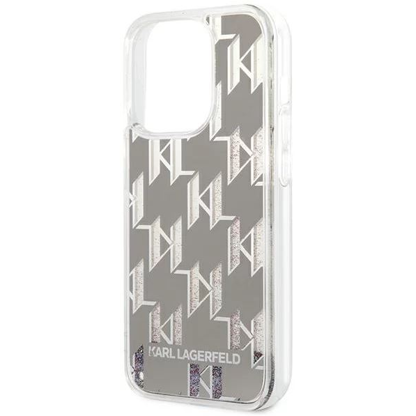 Karl Lagerfeld Liquid Glitter Monogram Apple iPhone 14 Pro tok ezüst (KLHCP14LLMNMS) (KLHCP14LLMNMS)