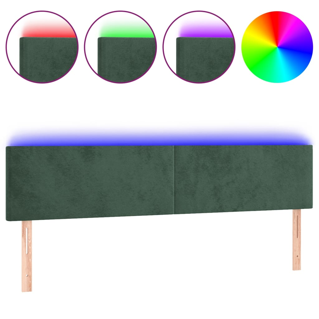 sötétzöld bársony LED-es fejtámla 180x5x78/88 cm (3121395)