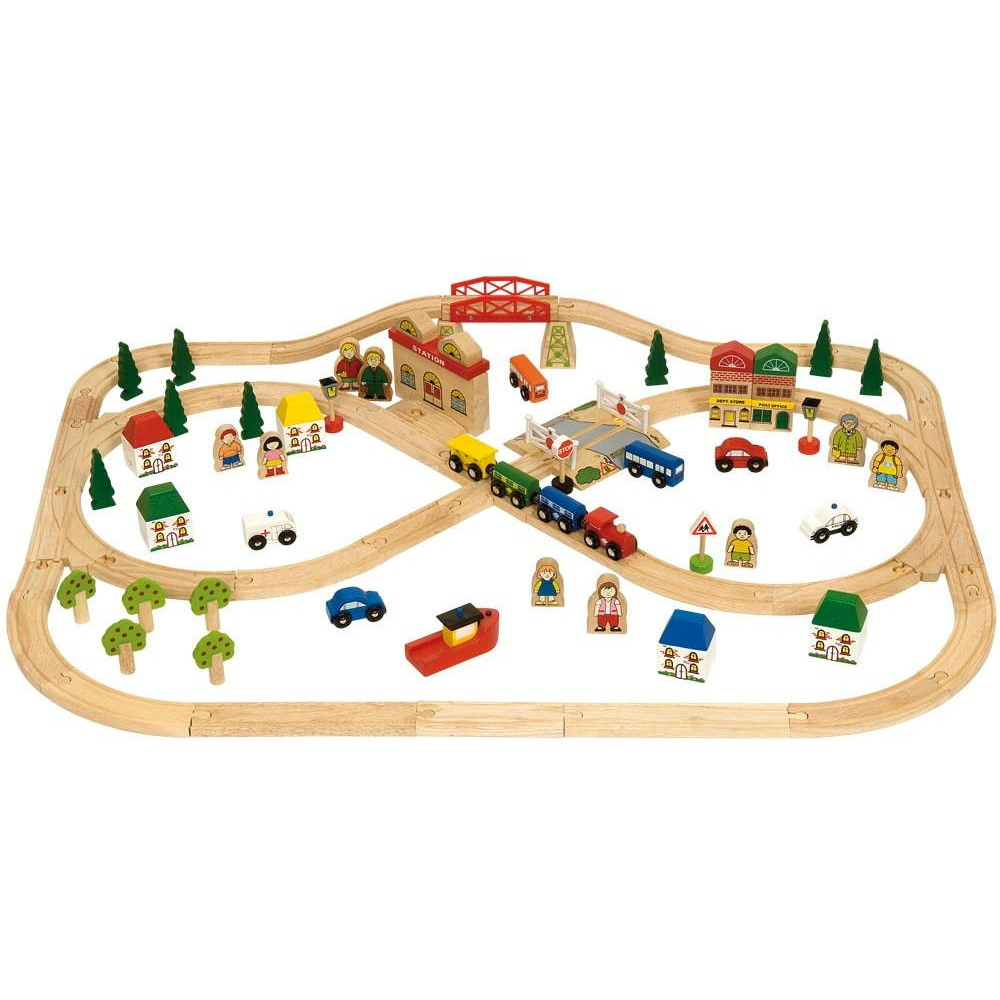 Bigjigs 101 részes város és vidék fa vonatszett (691621090152)