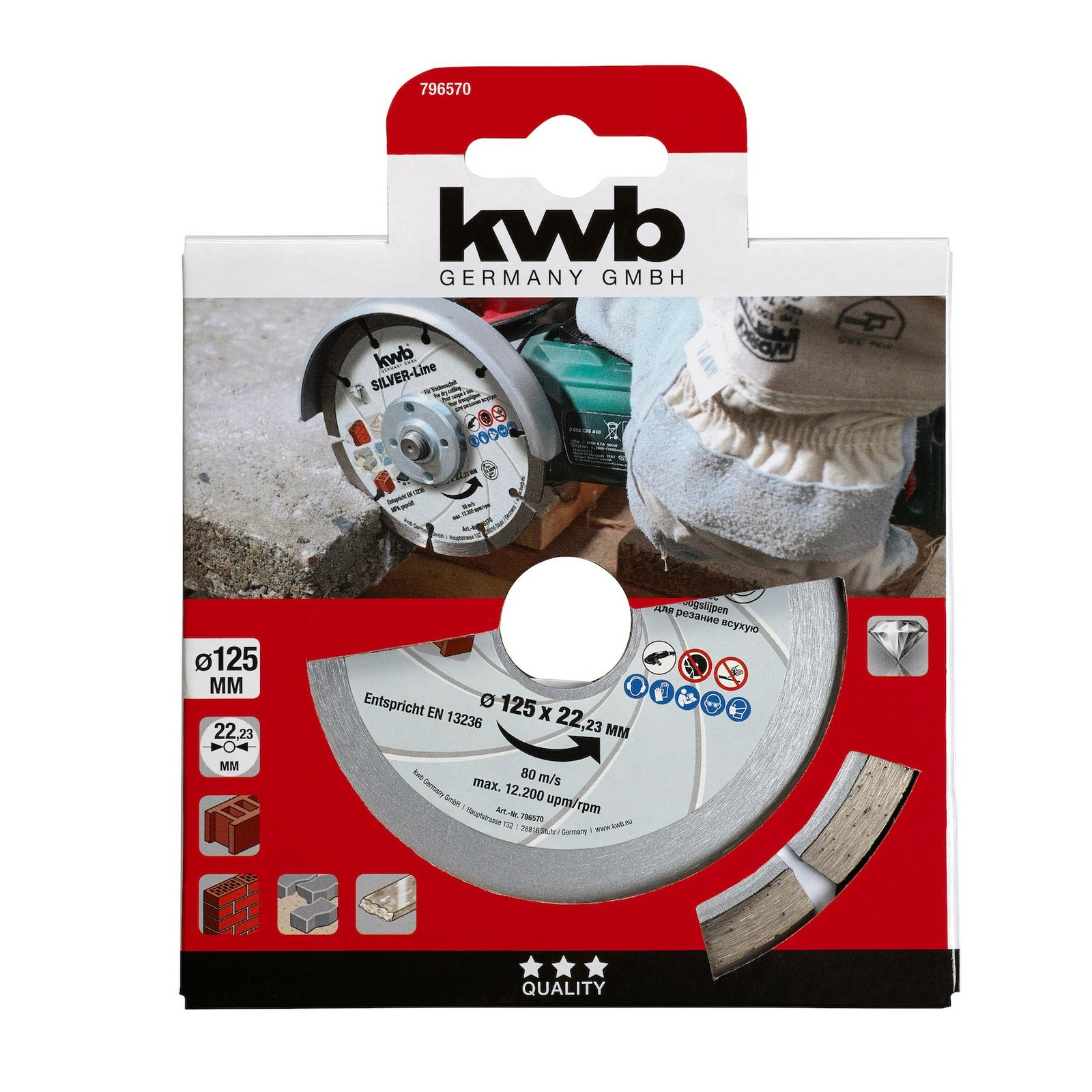 kwb 796570 Gyémánt bevonatú vágótárcsa Ø 125 mm Furat átmérő 22 mm 1 db (49796570)