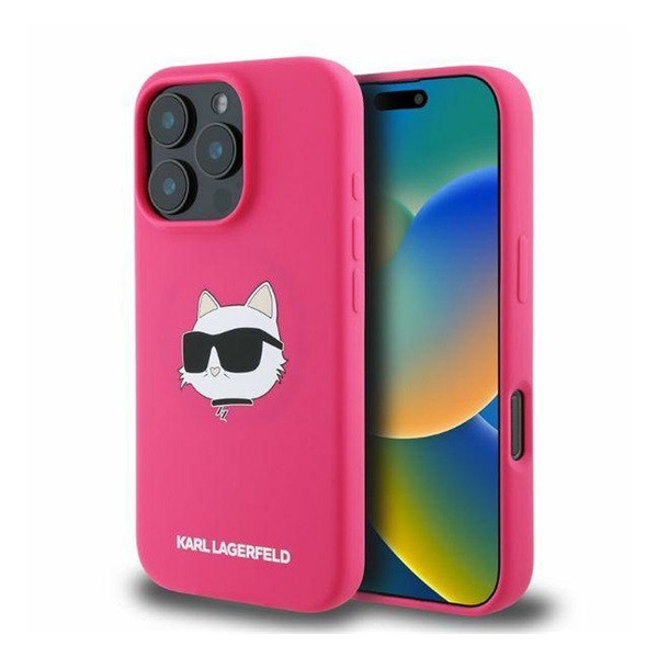 Karl Lagerfeld Silicone Choupette Head Print Apple iPhone 16 Pro Max Magsafe kompatibilis hátlap tok, rózsaszín (3666339319755)
