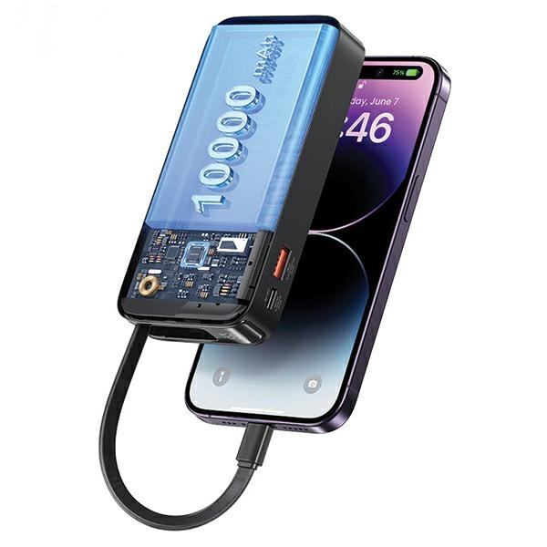 Awei XY Power Bank 10000mAh USB+Type-C Lightning kábellel 20W PD Fehér