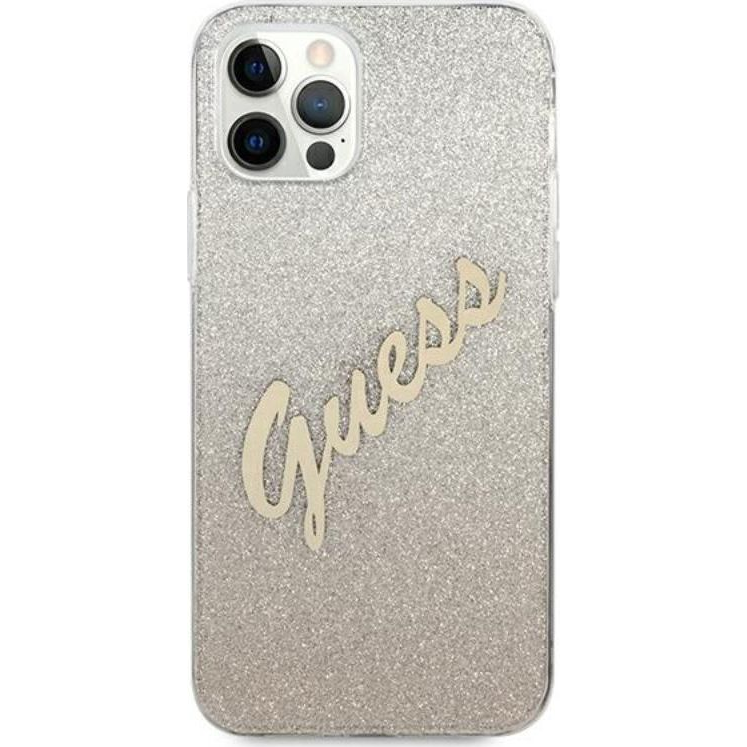 Guess Glitter Gradient Script Apple iPhone 12/12 Pro Tok - Arany/Mintás (GUE850GLD)