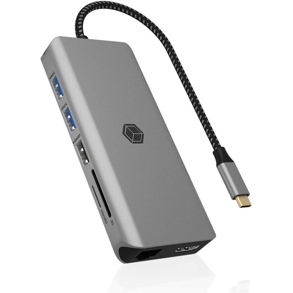 ICY BOX IB-DK4061-CPD Ledningsført USB 3.2 Gen 1 (3.1 Gen 1) Type-C Grå