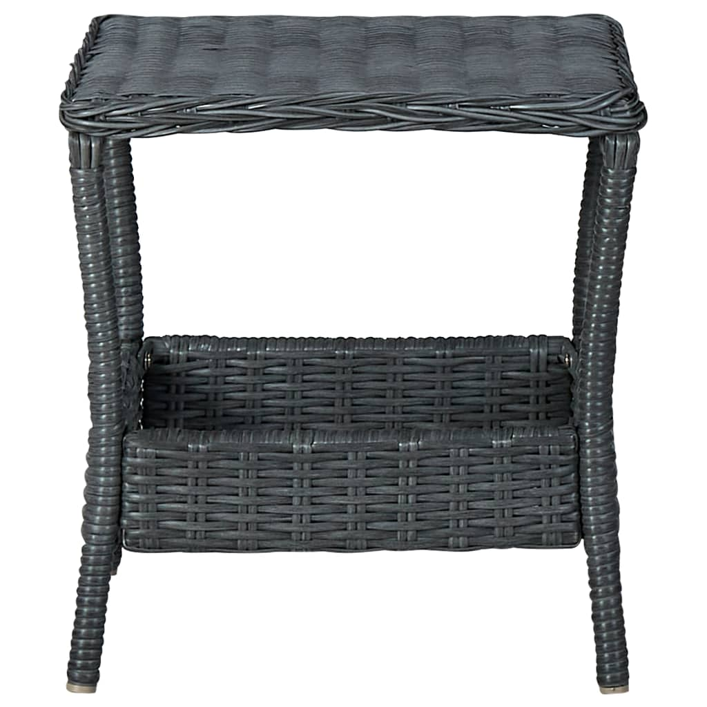 sötétszürke polyrattan kerti asztal 45 x 45 x 46,5 cm (313306)