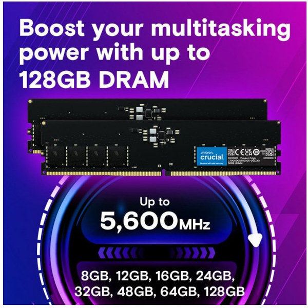Crucial RAM CT32G56C46U5T - 32 GB - DDR5 5600 UDIMM CL46 - Tray