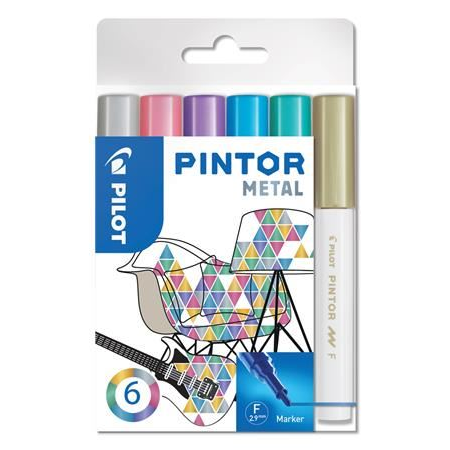 Pilot "Pintor F" dekormarker készlet 6 különböző metál szín (PIN-MET-S6-F / PDMPTFM6) (PDMPTFM6)
