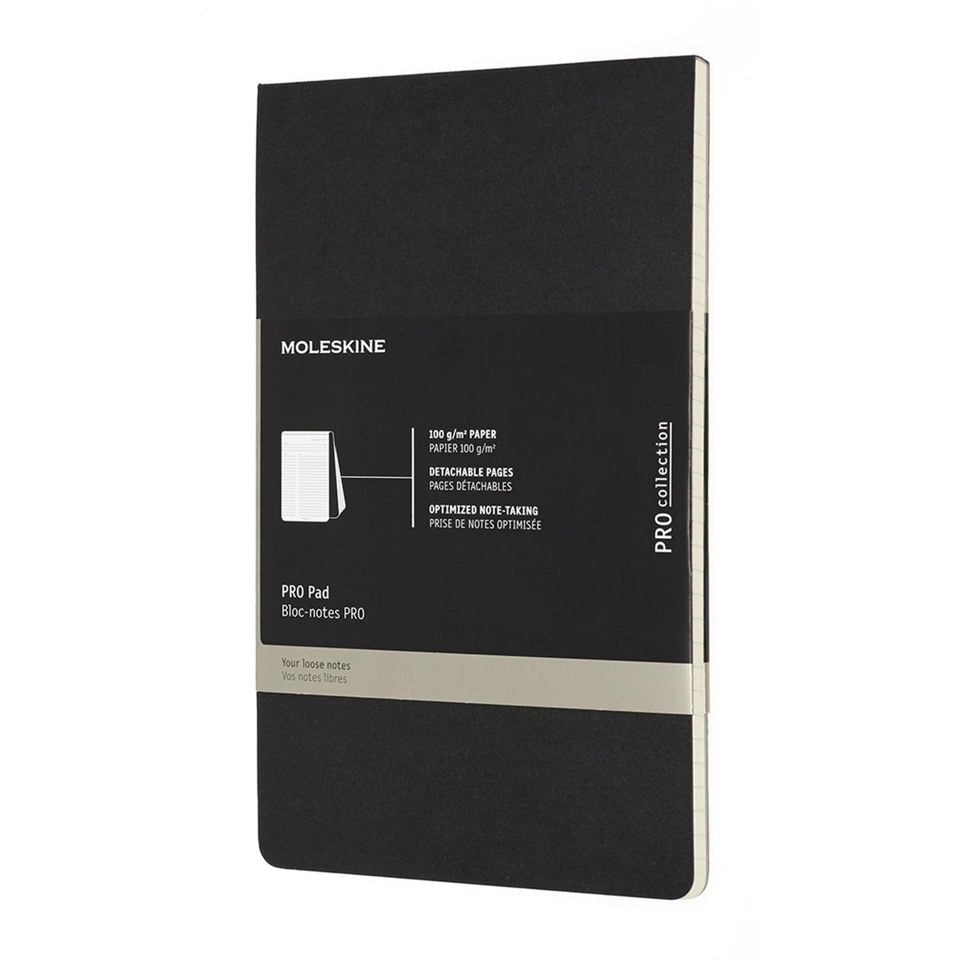 MOLESKINE Professional L, vonalas, fekete (PROPAD3BK)