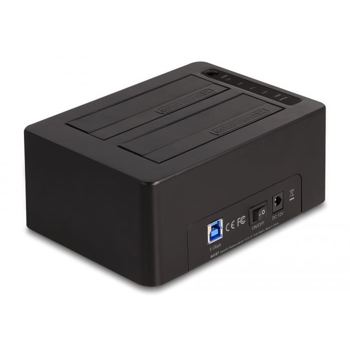 Delock 2x SATA HDD / SSD külső dokkoló fekete (64187) (DL64187)