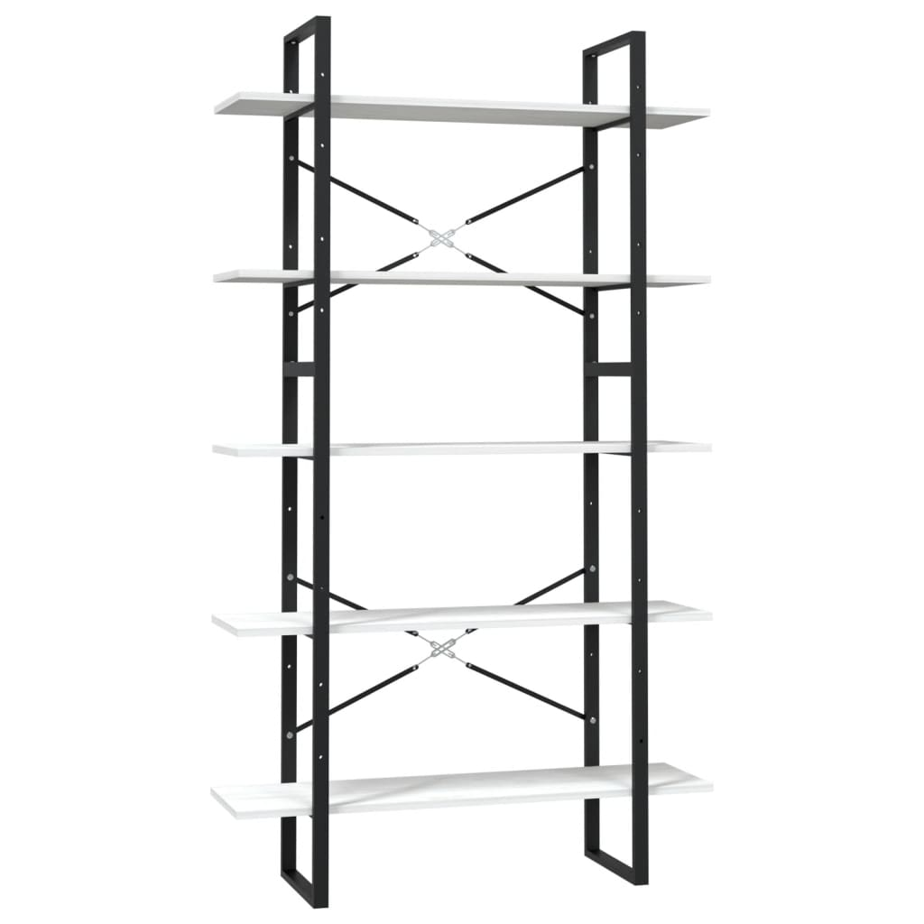 ötszintes fehér fenyőfa könyvszekrény 100 x 30 x 175 cm (3082004)