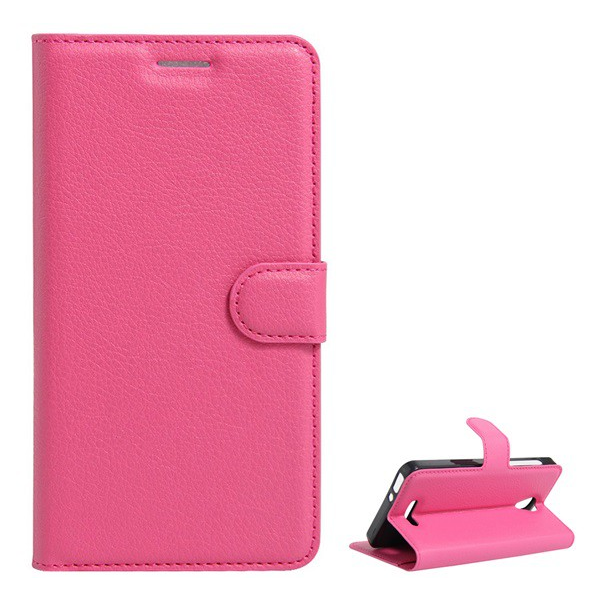 Tok álló, bőr hatású (FLIP, oldalra nyíló, asztali tartó funkció, prémium) MAGENTA [Alcatel Pop 4 (OT-5051)] (5996457646586)