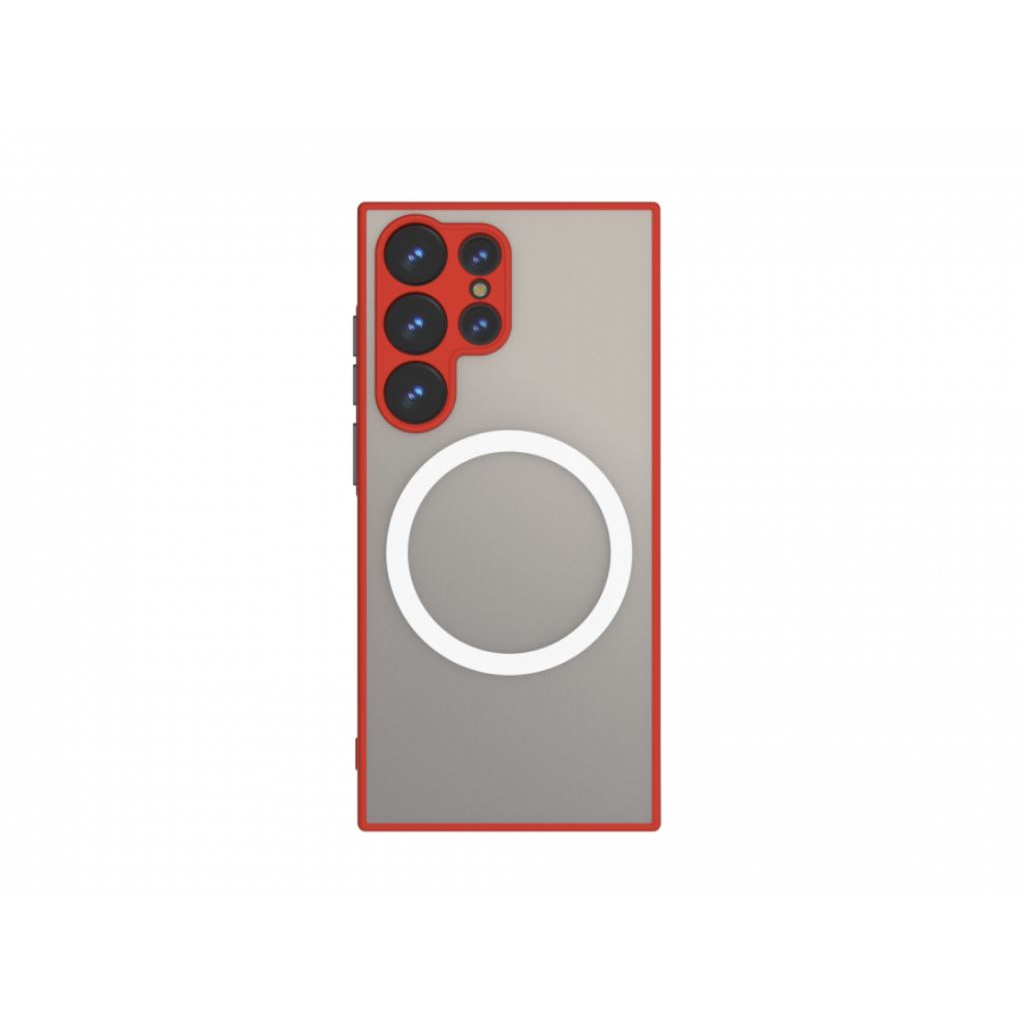 Cellect Samsung S23 Ultra mágneses műanyag tok,piros-feket (CEL-MATTM-S23U-RBK) (CEL-MATTM-S23U-RBK)