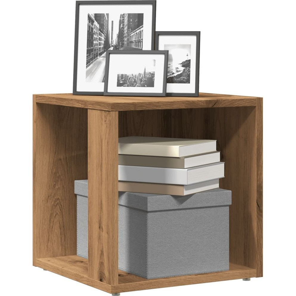 kézműves tölgy színű szerelt fa kisszekrény 33 x 33 x 34 cm (856717)