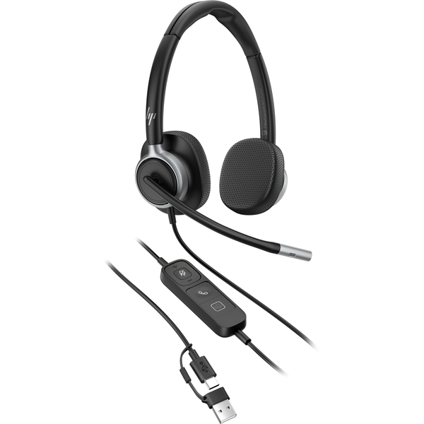 HP Poly Mission 625 Stereo USB – черни слушалки с кабел