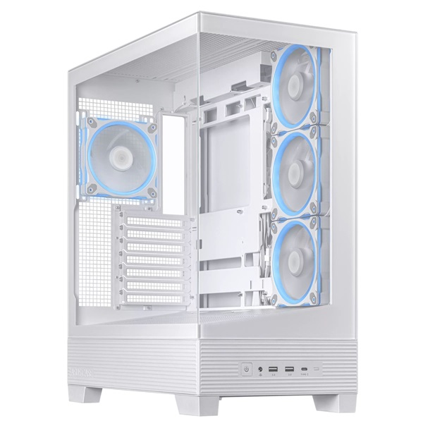 Asus A31 Plus TG ARGB Midi Torony Számítógépház + 4db 120mm ARGB ventilátor - Fehér