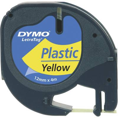 DYMO feliratozószalag LetraTag, 12mm, hiper-sárga/fekete, polieszter, S0721670 (S0721670)