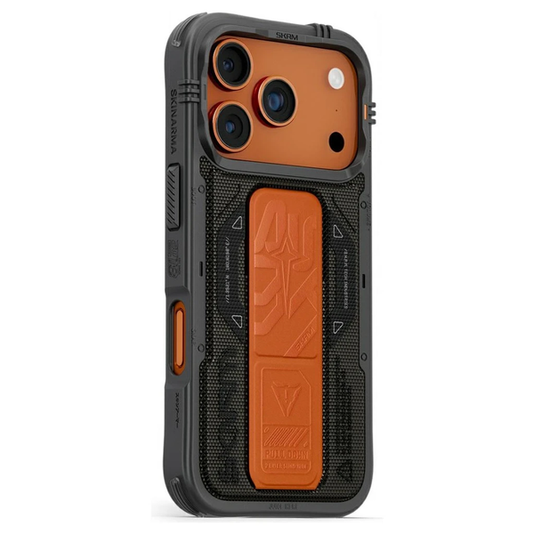Skinarma Phantom tok iPhone 17 Pro készülékhez, mágneses töltés + fogós állvány, olajzöld