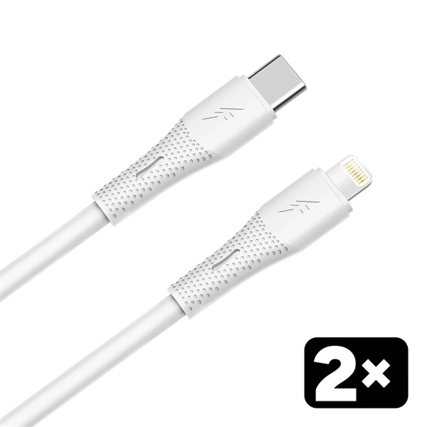 AVAX CB4304 2x 27W USB-C  Lightning szilikon töltőkábel csomag, 1.5 m, fehér (AVAX_CB4304)
