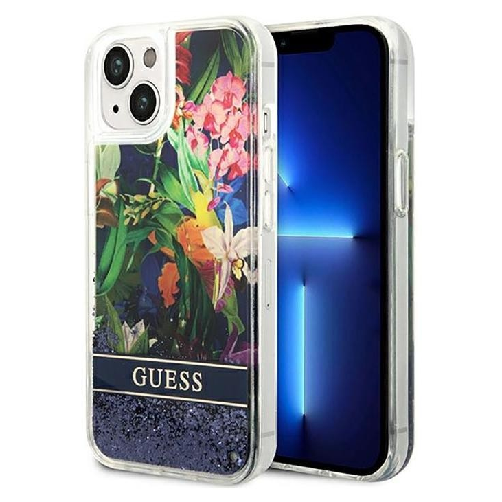 Guess Liquid Glitter Flower Apple iPhone 14 Plus Tok - Mintás (GUHCP14MLFLSB)