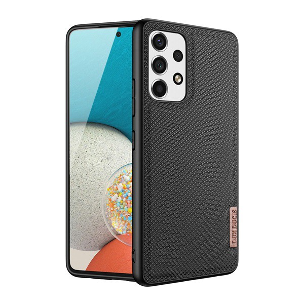 DUX DUCIS FINO szilikon telefonvédő (műanyag belső, közepesen ütésálló, rács minta) FEKETE [Samsung Galaxy A53 (SM-A536) 5G] (5996591118963)