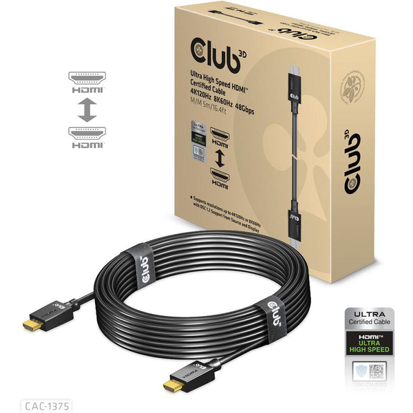 CLUB3D CAC-1375 HDMI-kabel 5 m HDMI Type A (Standard) Sort