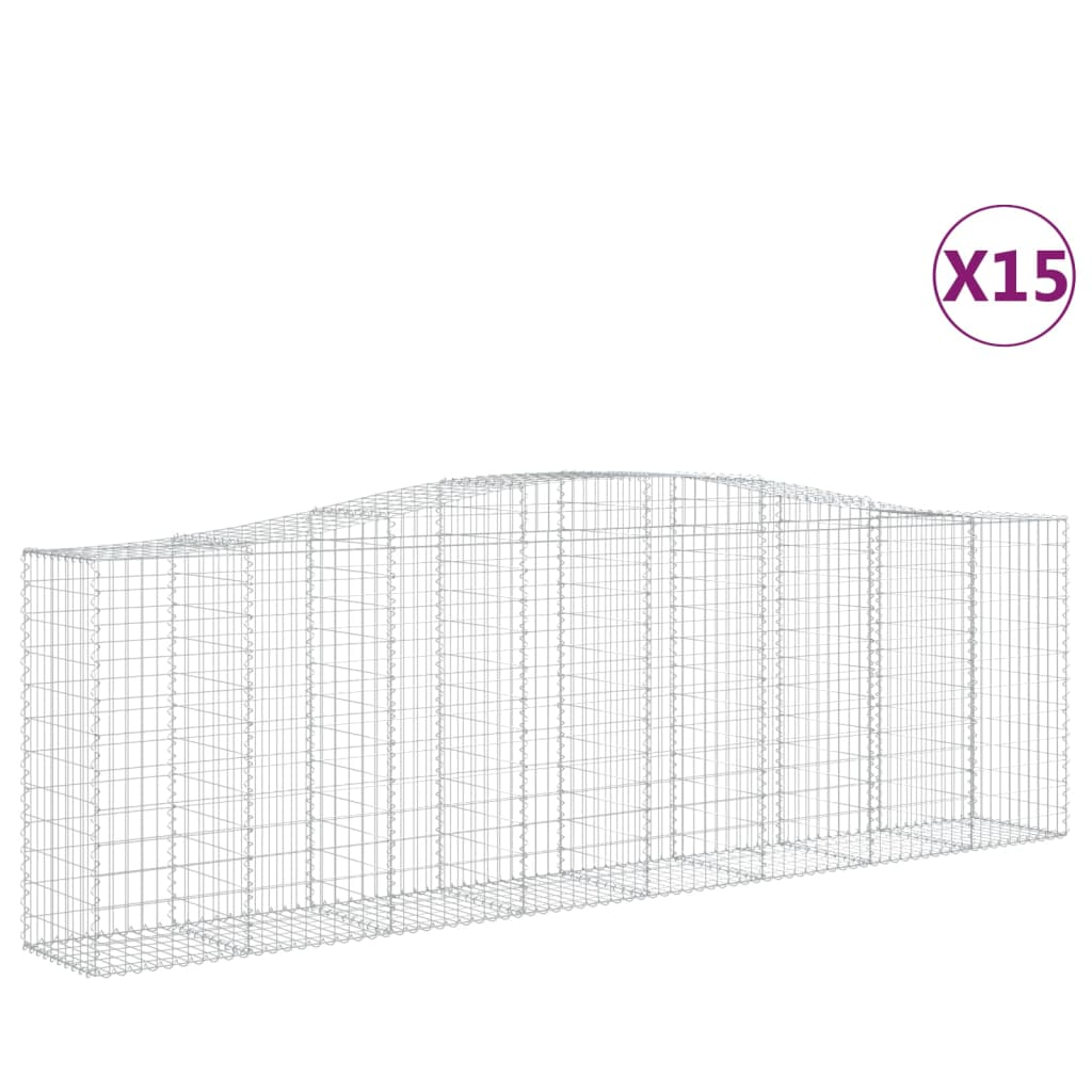 15 db íves horganyzott vas gabion kosár 400x50x120/140 cm (3145978)