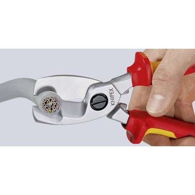 VDE kábelolló kettős vágóéllel 200 mm, vágóérték: O 20 mm, Knipex 95 17 200 (95 17 200)