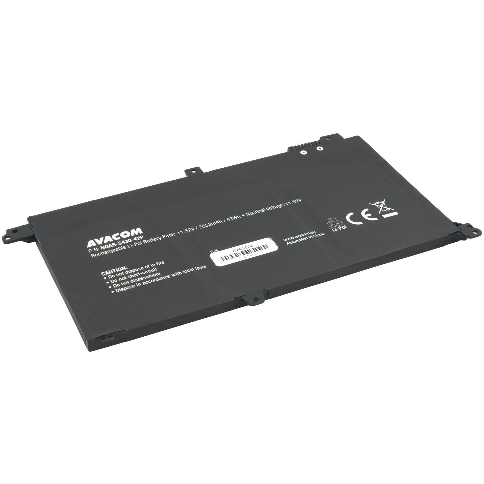 AVACOM akkumulátor Asus VivoBook X571, X430 típusokhoz, Li-Pol, 11,52V, 3653mAh, 42Wh (NOAS-S430-42P)