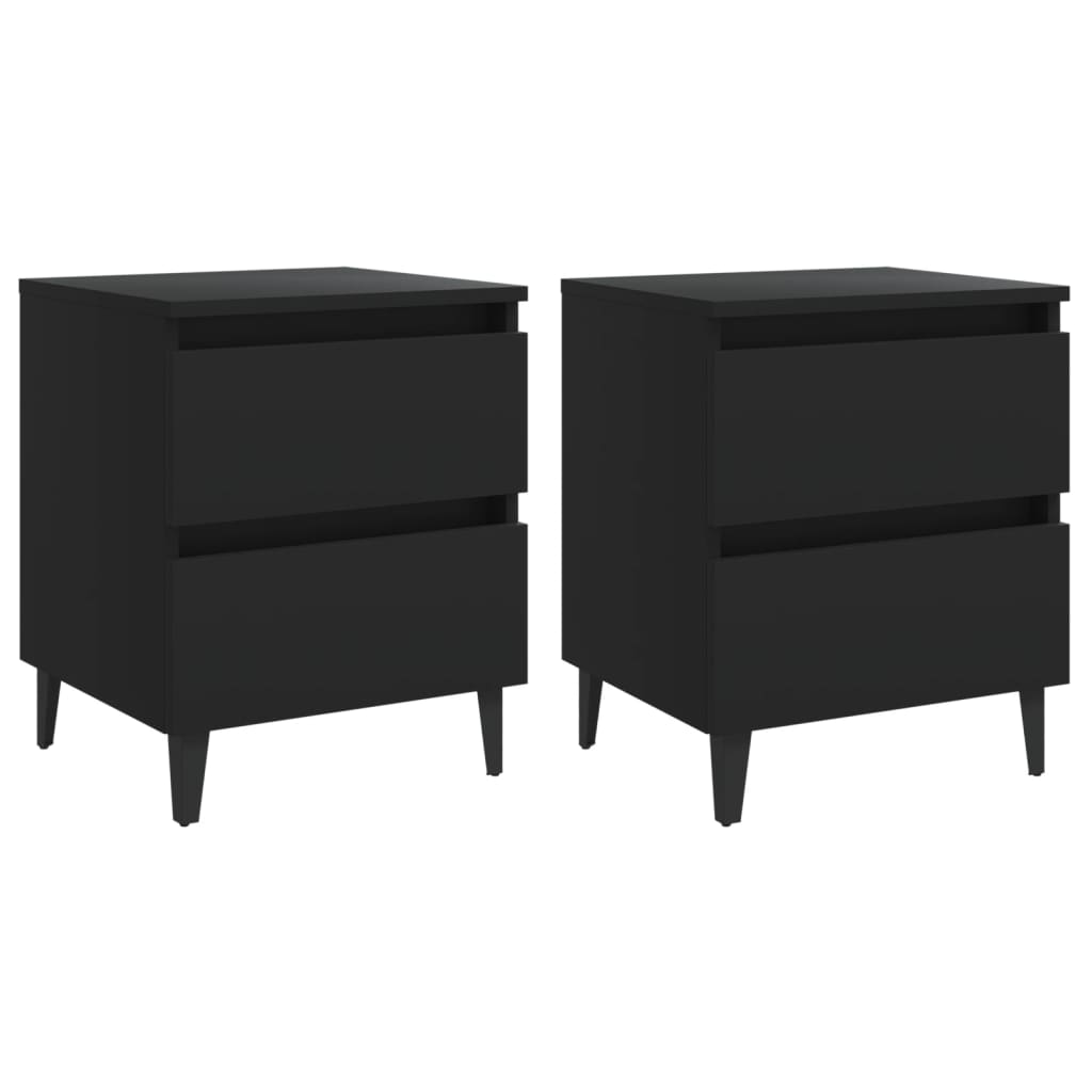 2 db fekete forgácslap éjjeliszekrény 40 x 35 x 50 cm (805872)