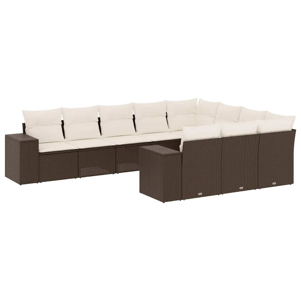 10 részes barna polyrattan kerti ülőgarnitúra párnákkal (3223092)
